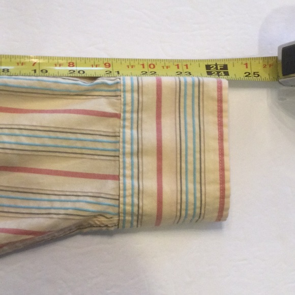 Talbots Button Down Long Sleeved Striped Stretch Blouse Size Medium - Picture 8 of 9